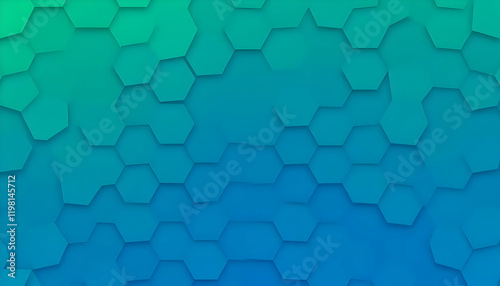 Intriguing Geometric Patterns in Shades of Blue and Green Hexagons Underlying Modern Design Trends