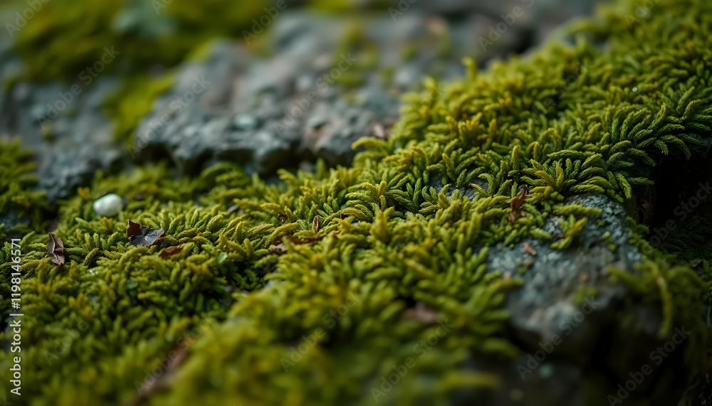 Lush Green Carpet of Moss Covering Weathered Wood Log in a Tranquil Forest Setting Lush Green Carpet of Moss Covering Weathered Wood Log in a Tranquil Forest Setting