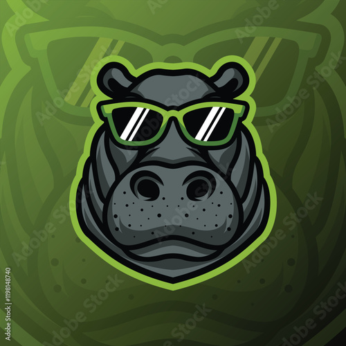 A hippo mascot logo in a cool style