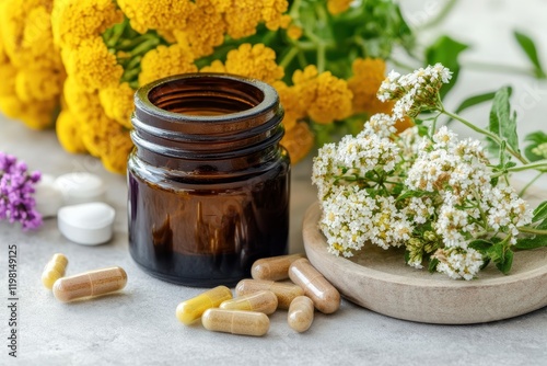 Pharmaceutical herb yarrow Achillea millefolium