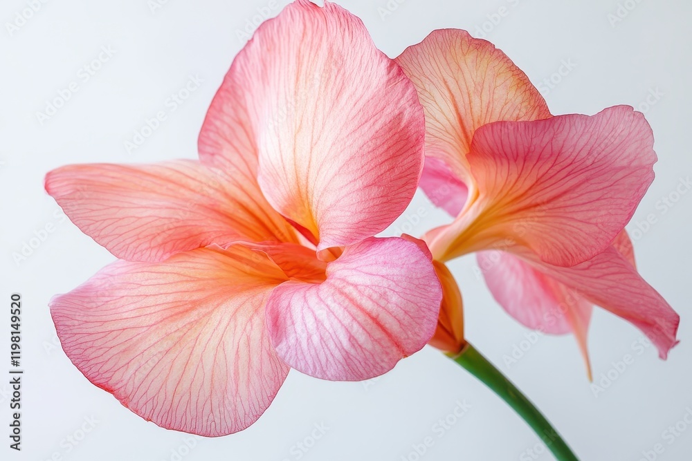 Pink Canna lily flower against a white backdrop Pink Canna lily flower against a white backdrop