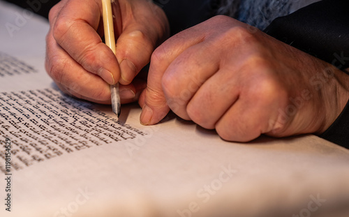 A traditional Jewish Torah scribe 