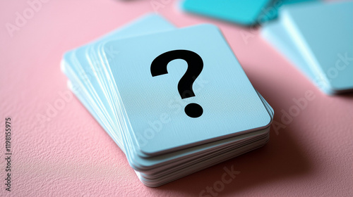Question cards for leisure activities and games on pink background