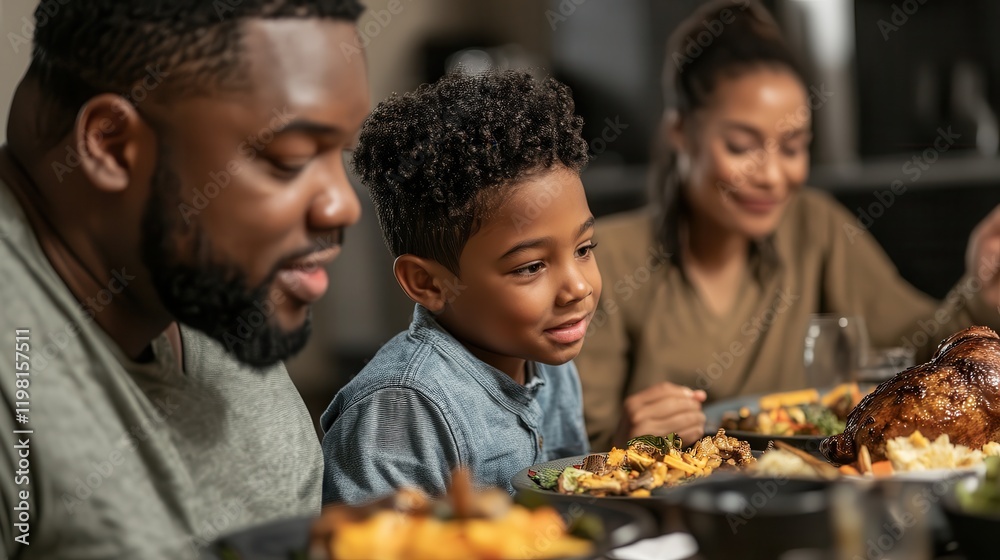 A family sitting together at the dinner table, celebrating a milestone
