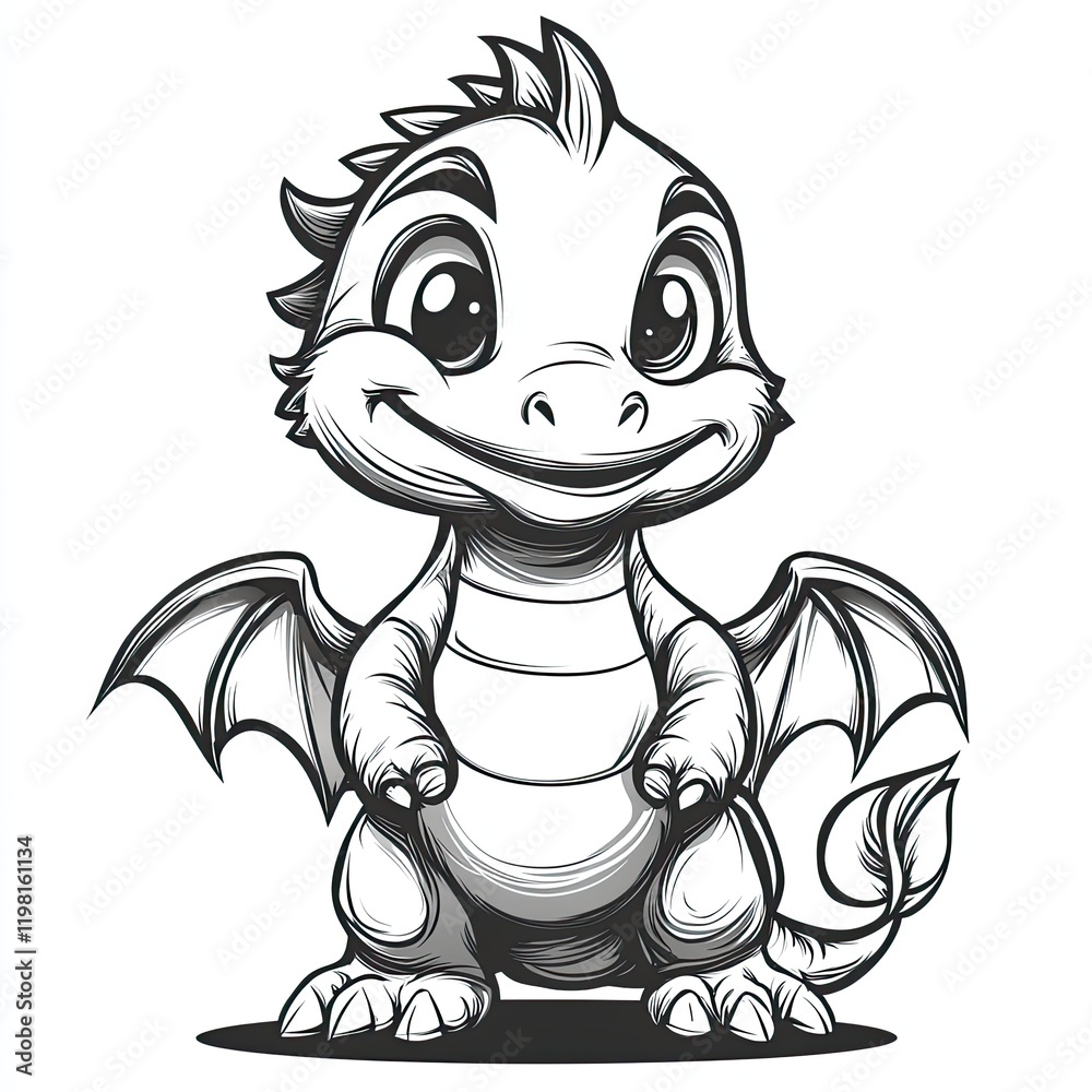 Obraz premium Adorable Baby Dragon: A Cute Fantasy Creature Illustration