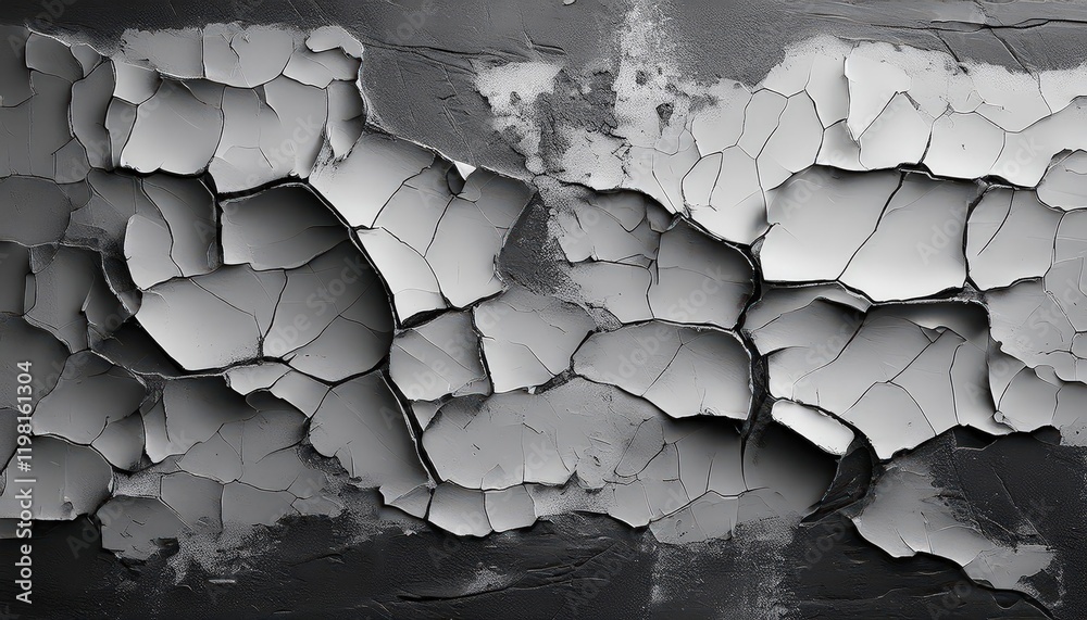 Obraz premium Monochromatic Layers A Timeless Narrative of Worn Texture and Peeling Paint on an Old Wall