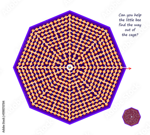 Best labyrinths. Can you help the little bee find the way out of the cage? Logic puzzle game. Brain teaser book with maze. Kids activity sheet. Educational page. Flat vector illustration.