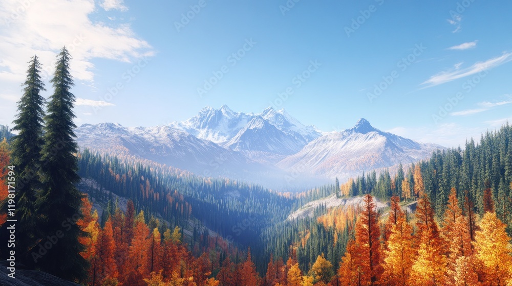 Obraz premium Majestic Mountain Landscape with Autumn Foliage