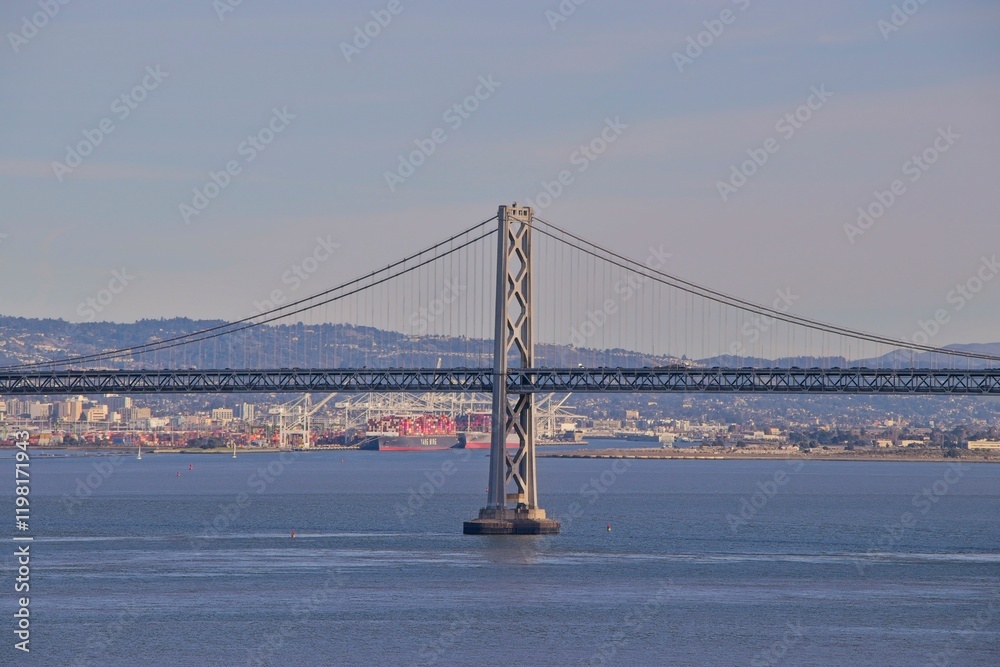 Fototapeta premium The San Francisco-Oakland Bay Bridge crosses the San Francisco Bay