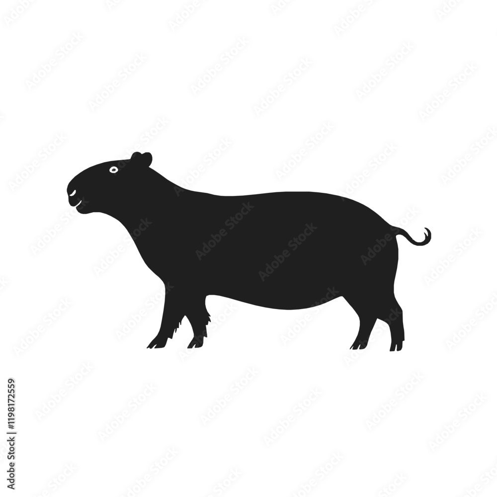 Obraz premium Black Silhouette of a Capybara