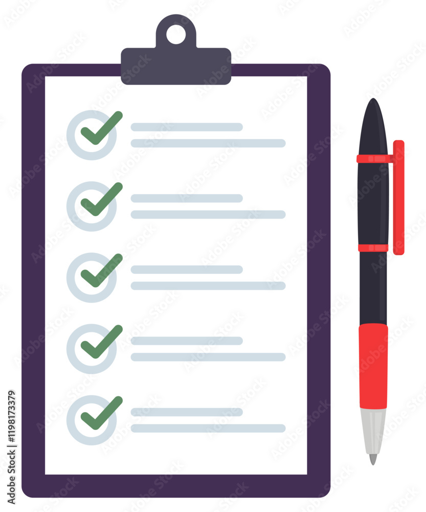 Clipboard with pen flat icon isolated on white background. Clipboard with pen flat icon isolated on white background.