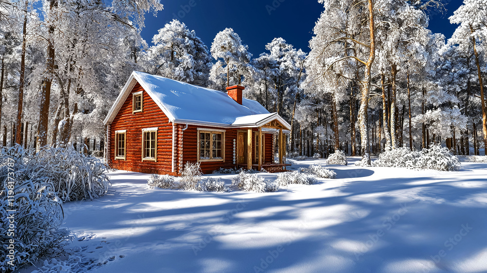 Cozy Red Cabin in a Snowy Winter Forest: A Peaceful and Magical Holiday Escape Cozy Red Cabin in a Snowy Winter Forest: A Peaceful and Magical Holiday Escape