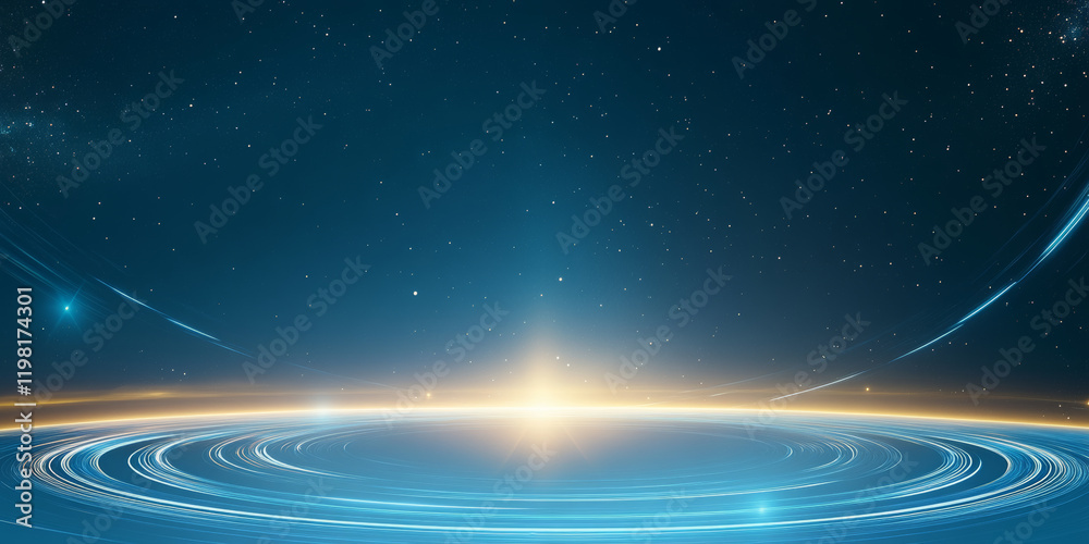 Fototapeta premium Blue Starry Sky Luminous Technology Background