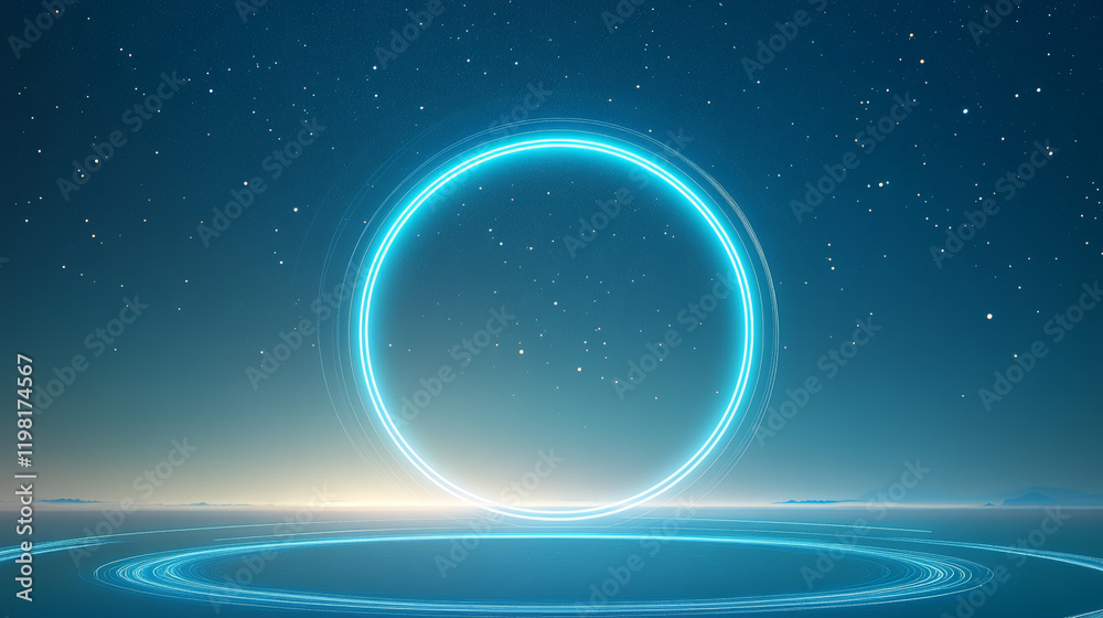 Fototapeta premium Blue Starry Sky Luminous Technology Background