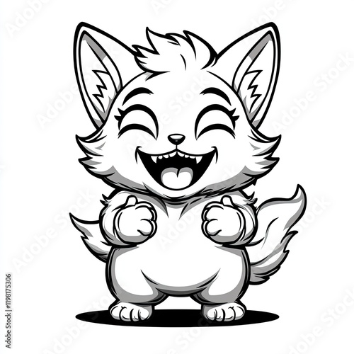 Adorable Happy Kitten: Cute Puppy Cartoon Illustration photo