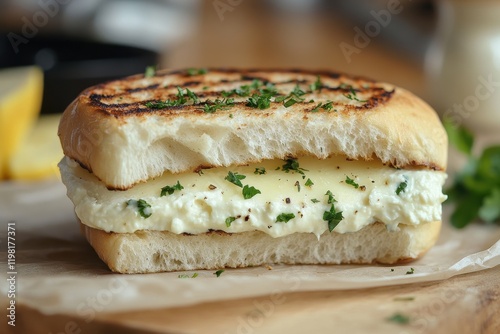 Cheese spread sandwich with labneh photo