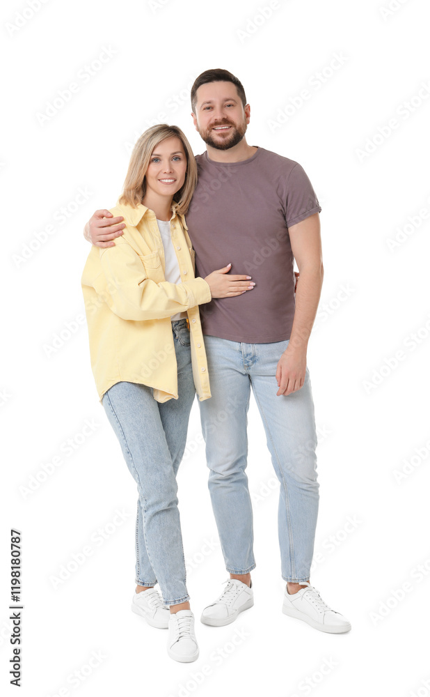 Portrait of happy couple on white background Portrait of happy couple on white background