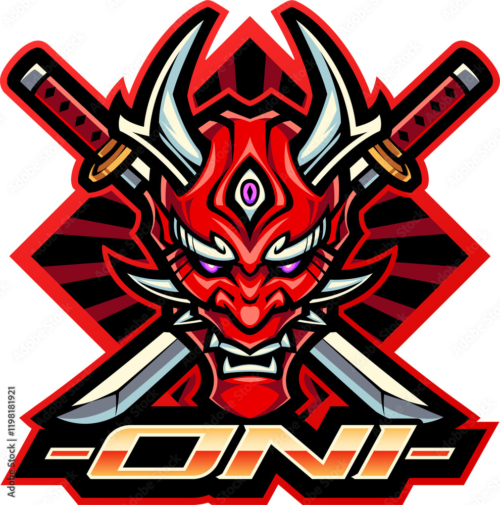 Naklejka premium Oni head esport mascot