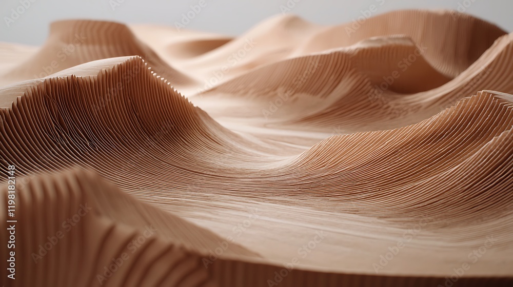 Obraz premium Abstract Wooden Landscape Art Piece Featuring Intricate Folded Layers