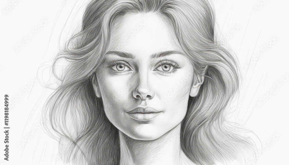 Feminine Charisma in a Pencil Drawing Illustration Sketch of a Woman, Capturing Subtle Emotions and Artistic Grace Feminine Charisma in a Pencil Drawing Illustration Sketch of a Woman, Capturing Subtle Emotions and Artistic Grace