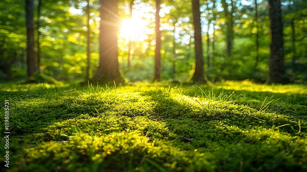 Sunlit Forest Floor Moss And Grass Sunlit Forest Floor Moss And Grass