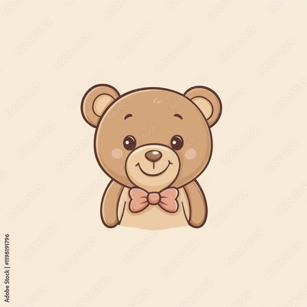 Cartoon bear with bow tie on blank background, possible for kids' designs Cartoon bear with bow tie on blank background, possible for kids' designs