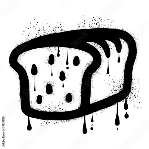 Drawing bread graffiti with black spray paint