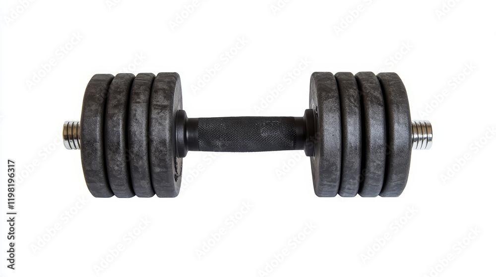 Fototapeta premium Front view of single adjustable dumbbell isolated on white