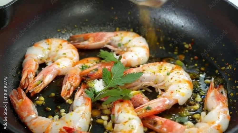 Shrimp with Glaze Slipping Off Fork Shrimp with Glaze Slipping Off Fork