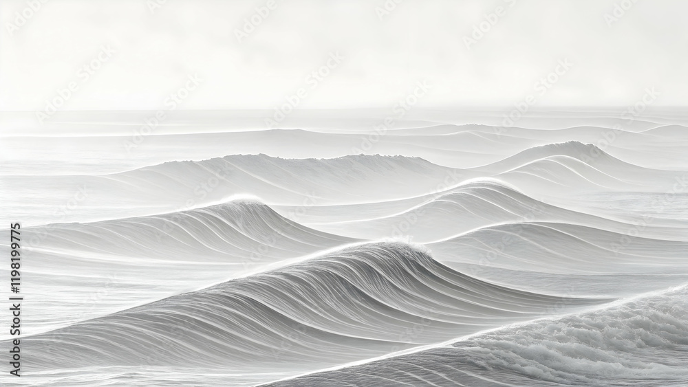 Fototapeta premium Serene and Minimalist Waves on Ocean Surface in Soft Light