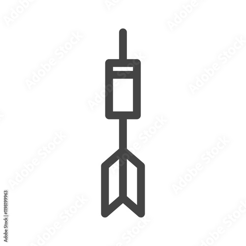 線画スポーツ関連の単品アイコン　ダーツ矢