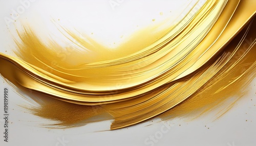 Impressive Artwork showcasing intricate Golden Brush strokes reminiscent of celestial gold ink, forming a mesmerizing vector shape against a pure white background. photo