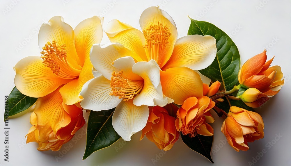 Fototapeta premium Vibrant yellow blooms floral arrangement studio photography bright background close-up view nature's beauty