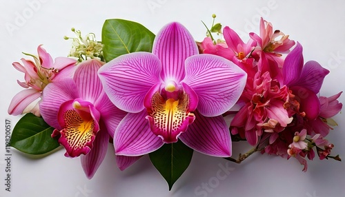 Vibrant orchid display floral arrangement home decor bright studio close-up nature's beauty