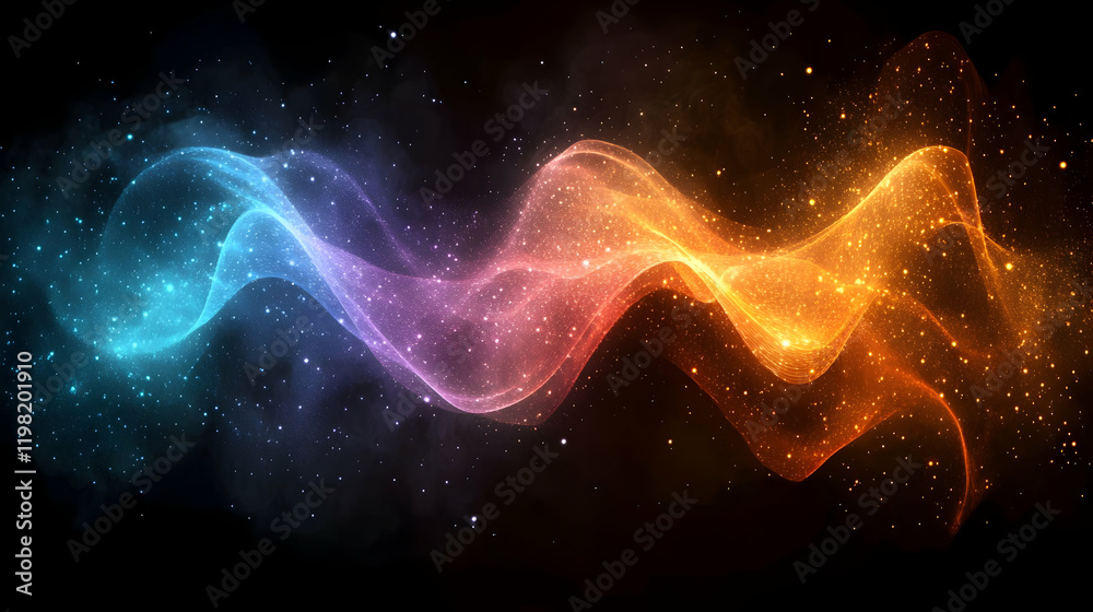Cosmic wave energy flow, dark space background Cosmic wave energy flow, dark space background
