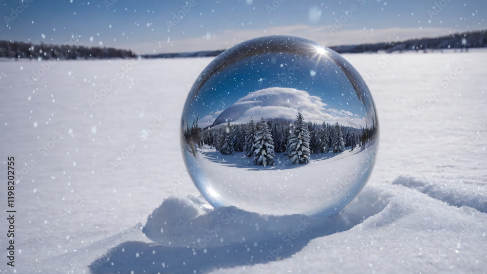Crystal ball, snowball with snowy Christmas tree inside. Animation of christmas snowflakes falling over snow globe on blured background. 4K Video Crystal ball, snowball with snowy Christmas tree inside. Animation of christmas snowflakes falling over snow globe on blured background. 4K Video