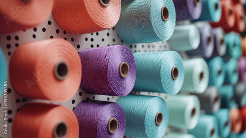Artfully Arranged Embroidery Threads in a Palette of Pastel Hues