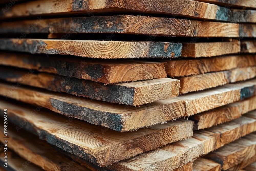 Stacked Birch Planks in Rustic Style for Construction and Furniture Stacked Birch Planks in Rustic Style for Construction and Furniture