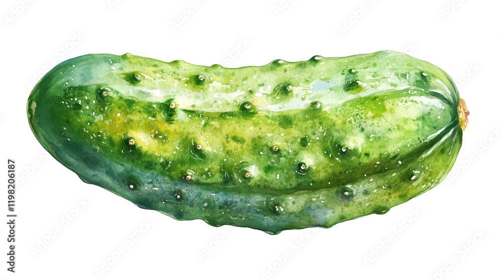 watercolor illustration of one single cucumber isolated on white background watercolor illustration of one single cucumber isolated on white background
