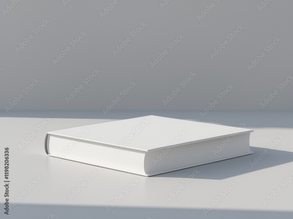 Minimalist photo of a plain white hardcover book on a clean, light gray surface with soft lighting. Minimalist photo of a plain white hardcover book on a clean, light gray surface with soft lighting.