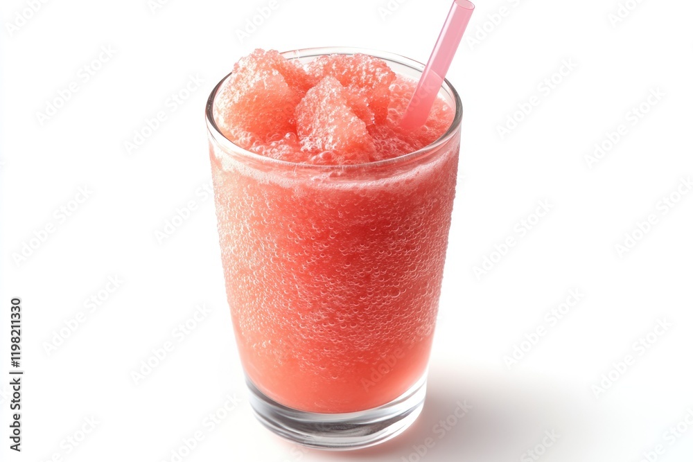 Refreshing watermelon slushy in a glass with a pink straw, perfect for a hot summer day. Refreshing watermelon slushy in a glass with a pink straw, perfect for a hot summer day.