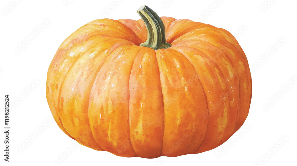 Obraz premium watercolor illustration of one single pumpkin isolated on white background