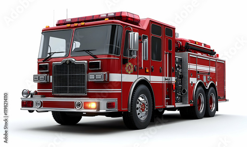 Red firetruck, studio shot, emergency, rescue