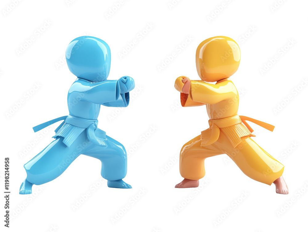 Small People Practicing Karate in Colorful Martial Arts Attire Small People Practicing Karate in Colorful Martial Arts Attire