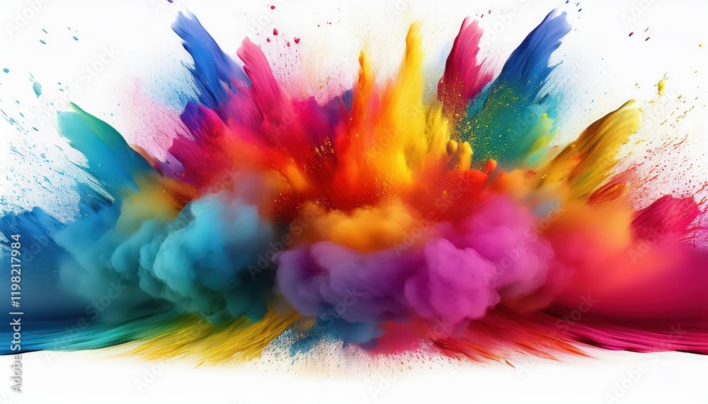 Fototapeta premium Vibrant Explosion of Colors in a Festive Holi Celebration, Showcasing a Spectacular Display of Rainbow Hues on a Transparent or White Background