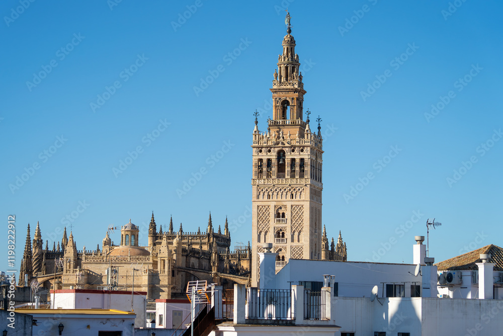 Obraz premium Sevilla Kathedrale & La Giralda an der Plaza del Triunfo, Sevilla, Spanien / Catedral de Sevilla