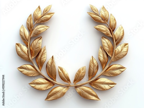 Golden laurel wreath trophy award champion decoration for victory glory honor success