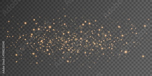 Glowing dynamic particles isolated on dark transparent background. Bright blurred lights. Abstract light effect of sparks. Vector illustration. EPS 10