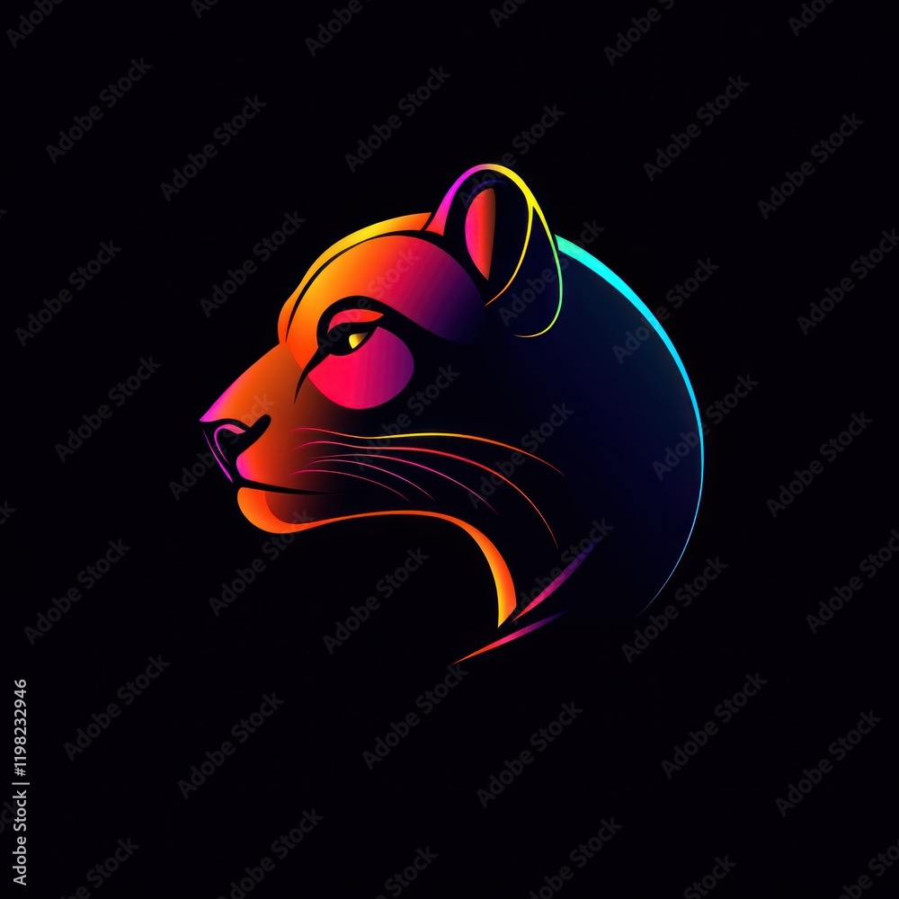 Glowing panther head illustration on dark background for designs, logos, and branding Glowing panther head illustration on dark background for designs, logos, and branding