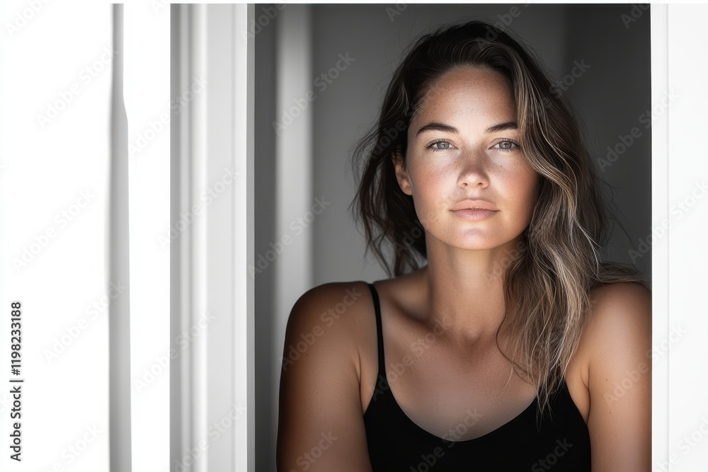 This portrait of a woman captures her natural beauty enhanced by soft light, showcasing her serene expression and inviting smile while evoking a sense of calm and warmth. This portrait of a woman captures her natural beauty enhanced by soft light, showcasing her serene expression and inviting smile while evoking a sense of calm and warmth.